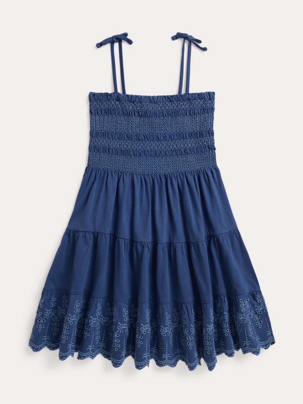 Ralph Lauren Girls Navy Blue Smocked Sundress NEW size 14